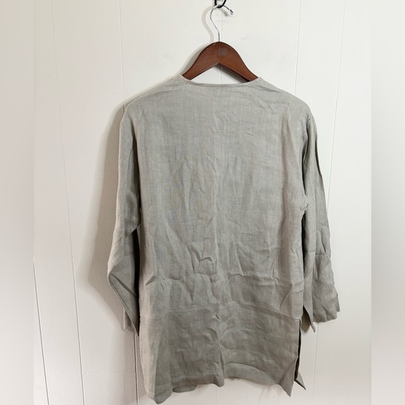 Sara Campbell made in USA 100% linen beige button front jacket size 4 lagenlook - Picture 7 of 7